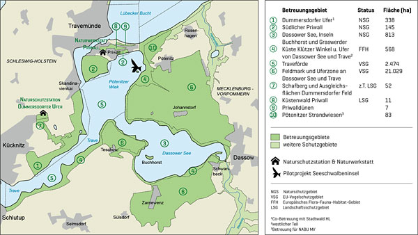 Karte Betreuungsgebiete © Landschaftspflegeverein Dummersdorfer Ufer